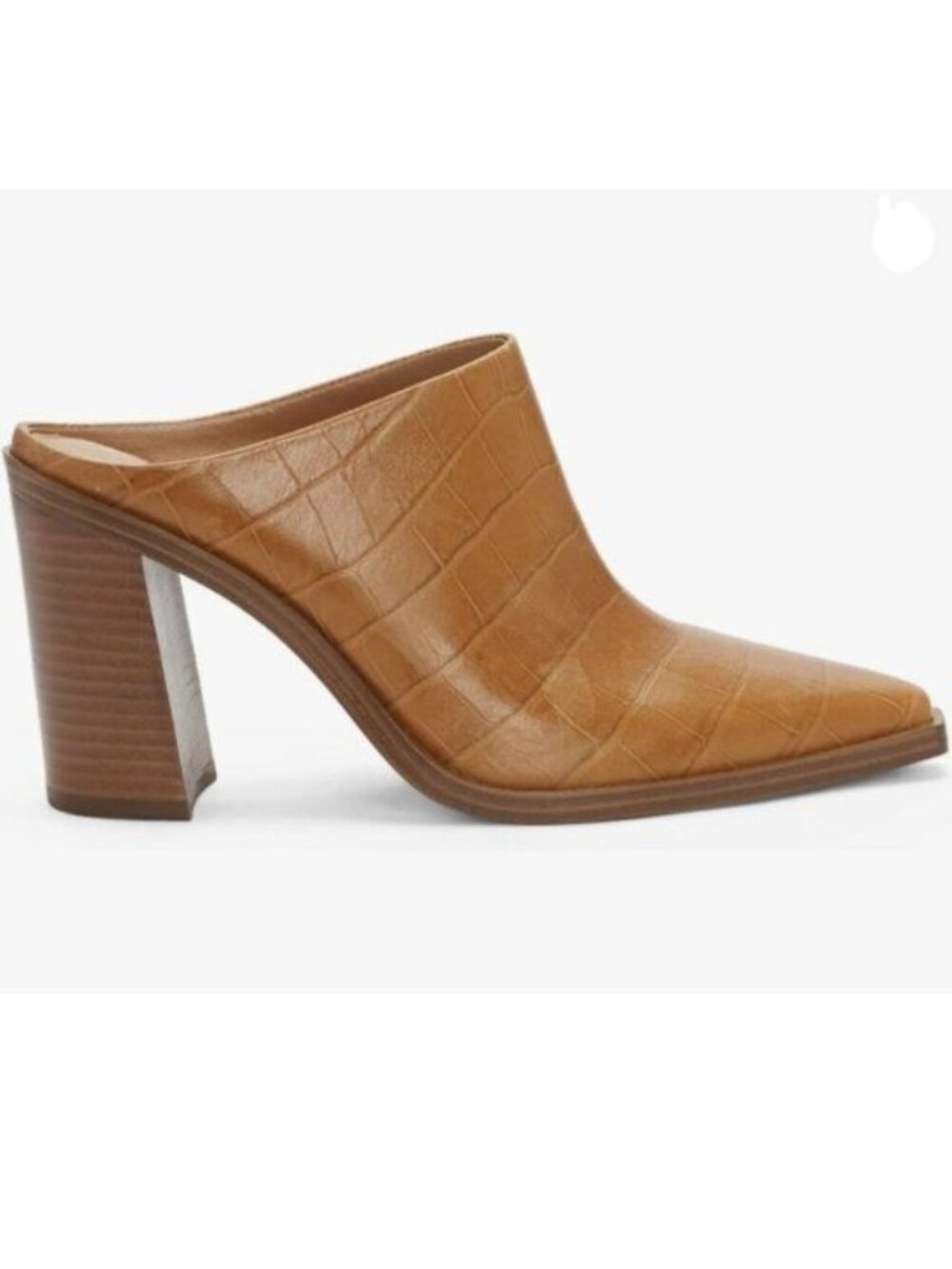 FOWT Women Crocodile Embossed Mules Chunky Stacked Heel Slippers Pointed Toe